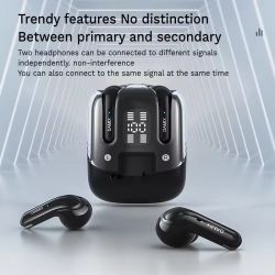 PA0013-Black-DX16 TWS Earphones Dual True Wireless Earbuds Sport Waterproof Long Battery Life